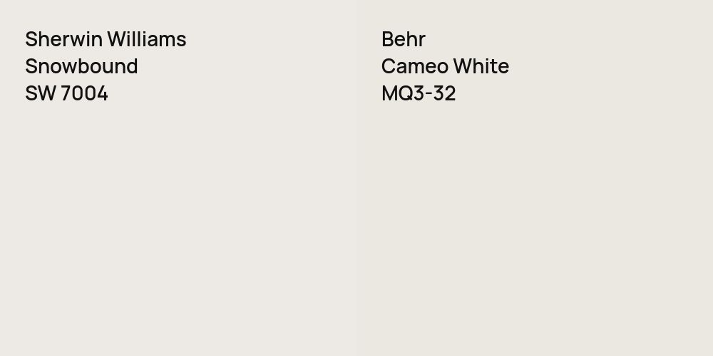 Sherwin Williams Snowbound vs. Behr Cameo White