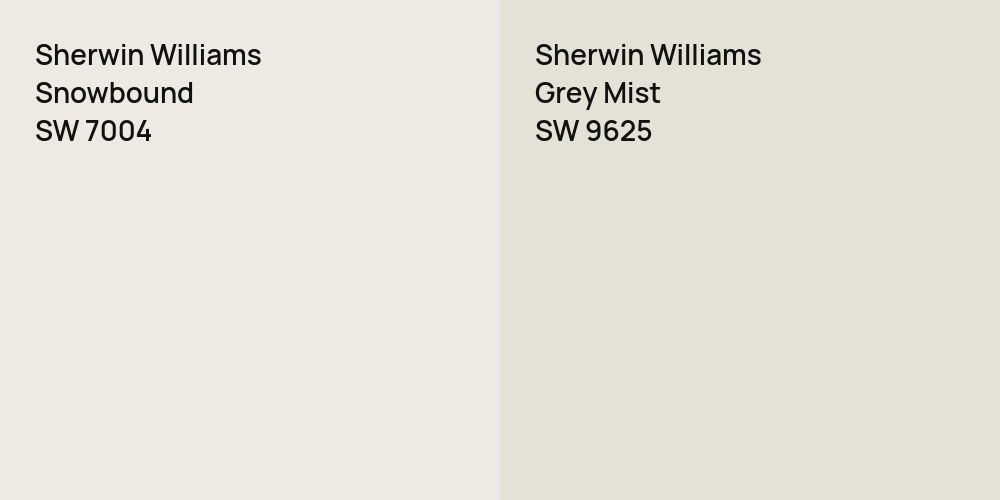 Sherwin Williams Snowbound vs. Sherwin Williams Grey Mist