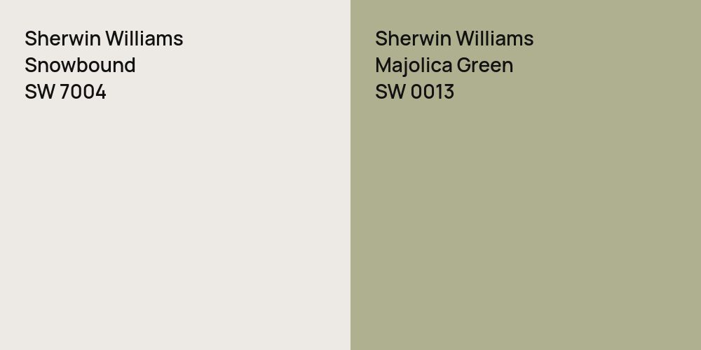 Sherwin Williams Snowbound vs. Sherwin Williams Majolica Green