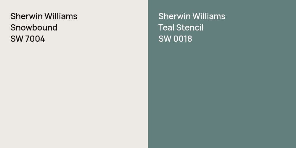 Sherwin Williams Snowbound vs. Sherwin Williams Teal Stencil