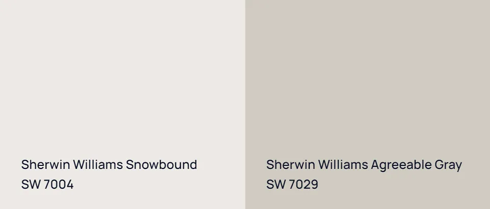 Sherwin Williams Snowbound SW 7004 vs Sherwin Williams Agreeable Gray SW 7029