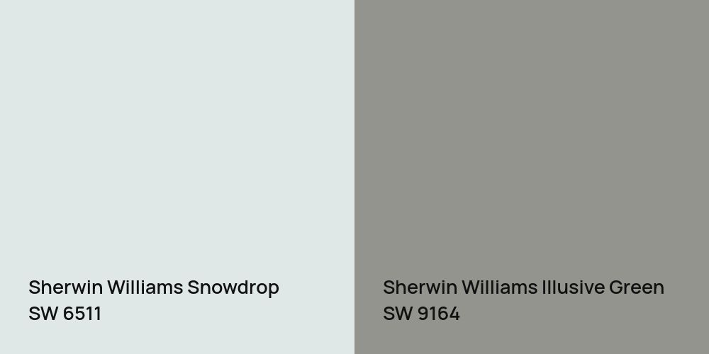 Sherwin Williams Snowdrop vs. Sherwin Williams Illusive Green