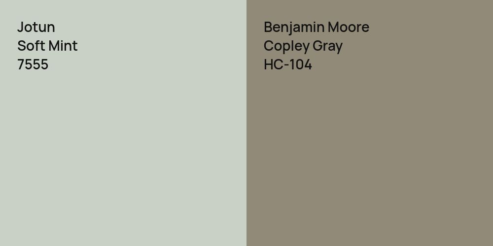 Jotun Soft Mint vs. Benjamin Moore Copley Gray