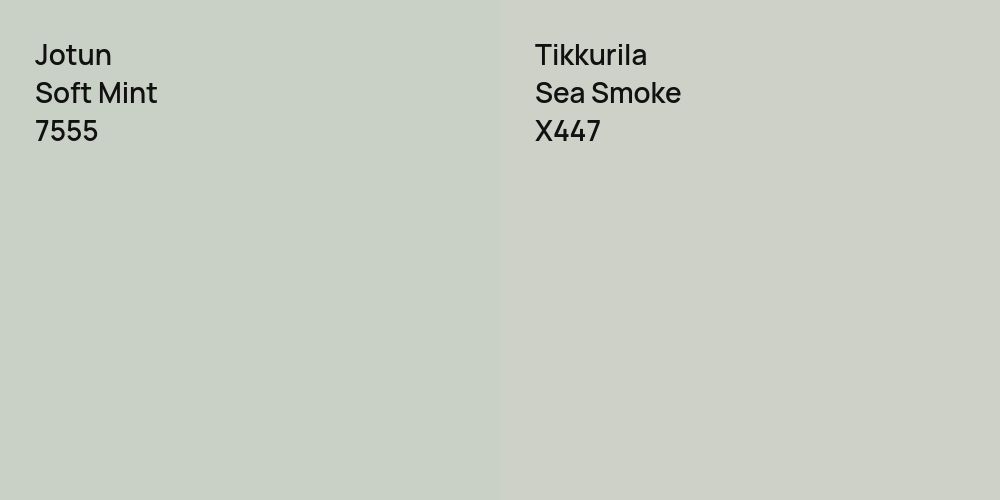 Jotun Soft Mint vs. Tikkurila Sea Smoke