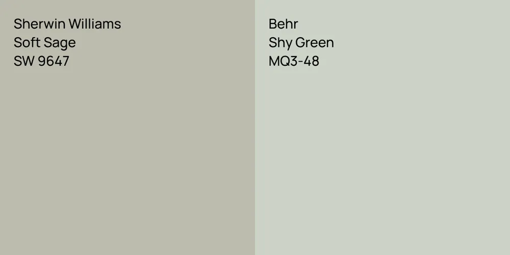 Sherwin Williams Soft Sage vs. Behr Shy Green