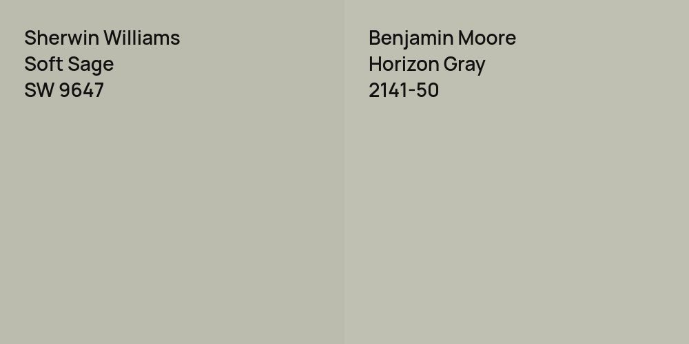 Sherwin Williams Soft Sage vs. Benjamin Moore Horizon Gray