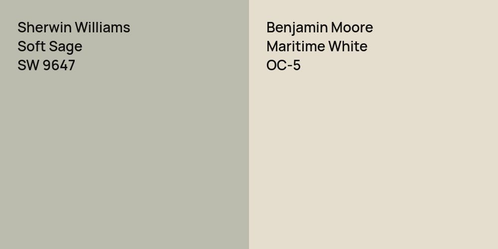 Sherwin Williams Soft Sage vs. Benjamin Moore Maritime White