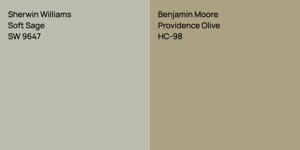 Sherwin Williams Soft Sage vs. Benjamin Moore Providence Olive