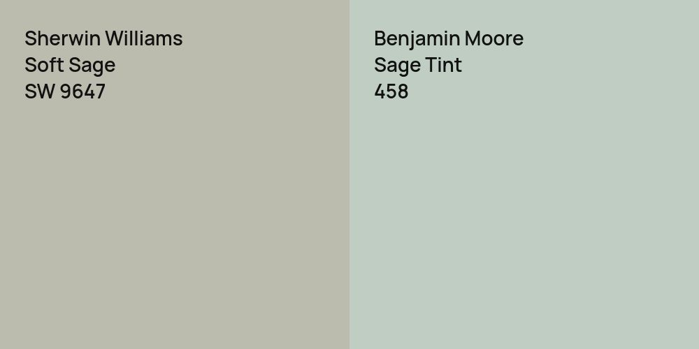 Sherwin Williams Soft Sage vs. Benjamin Moore Sage Tint