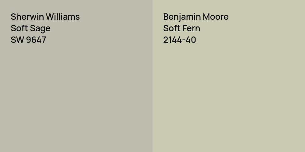 Sherwin Williams Soft Sage vs. Benjamin Moore Soft Fern