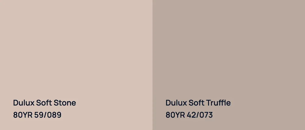 Dulux Soft Stone 80YR 59/089 vs Dulux Soft Truffle 80YR 42/073