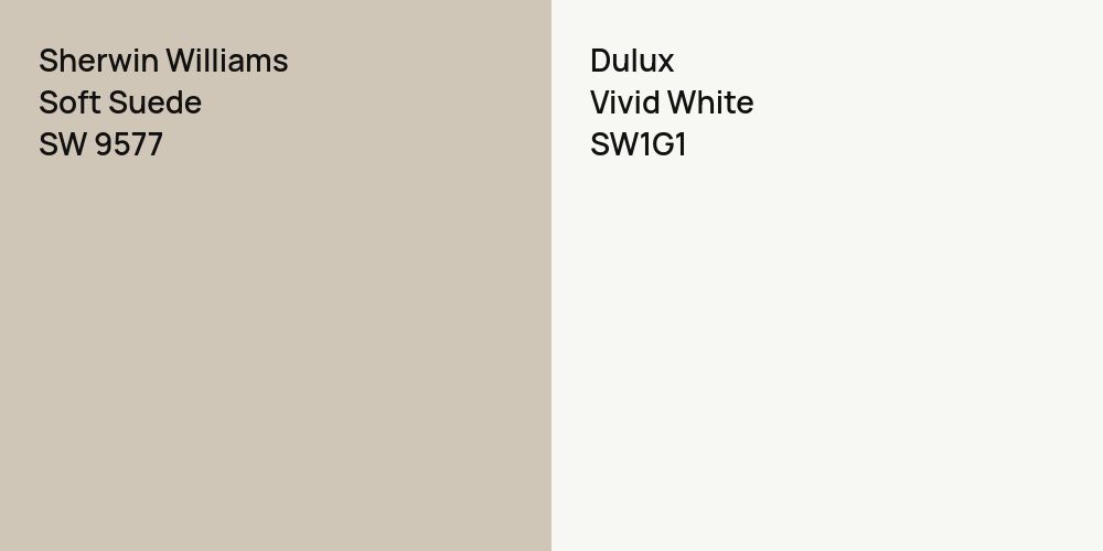 Sherwin Williams Soft Suede vs. Dulux Vivid White