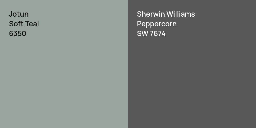 Jotun Soft Teal vs. Sherwin Williams Peppercorn