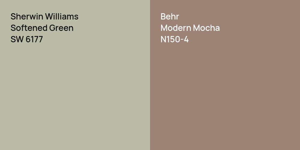 Sherwin Williams Softened Green vs. Behr Modern Mocha