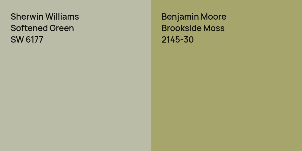 Sherwin Williams Softened Green vs. Benjamin Moore Brookside Moss