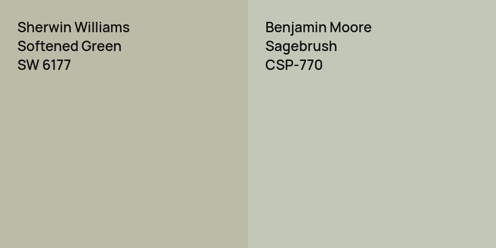 Sherwin Williams Softened Green vs. Benjamin Moore Sagebrush