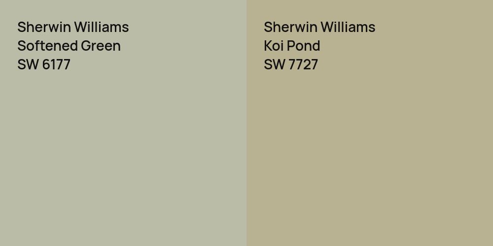 Sherwin Williams Softened Green vs. Sherwin Williams Koi Pond