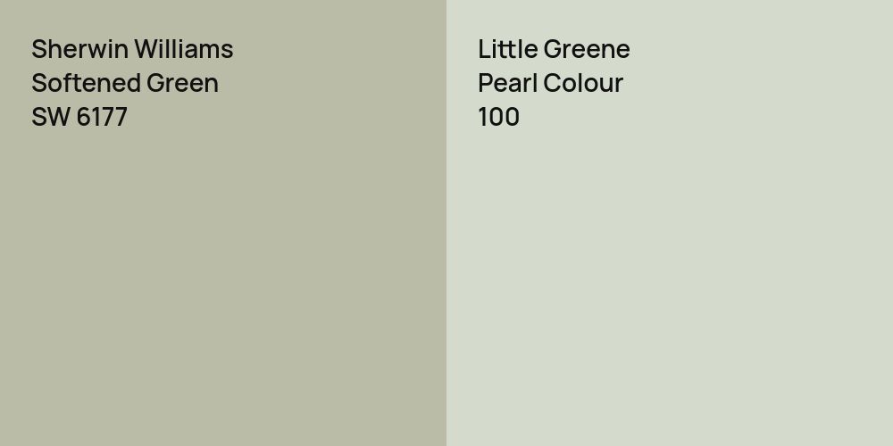 Sherwin Williams Softened Green vs. Little Greene Pearl Colour