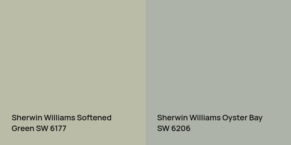 Sherwin Williams Softened Green vs. Sherwin Williams Oyster Bay