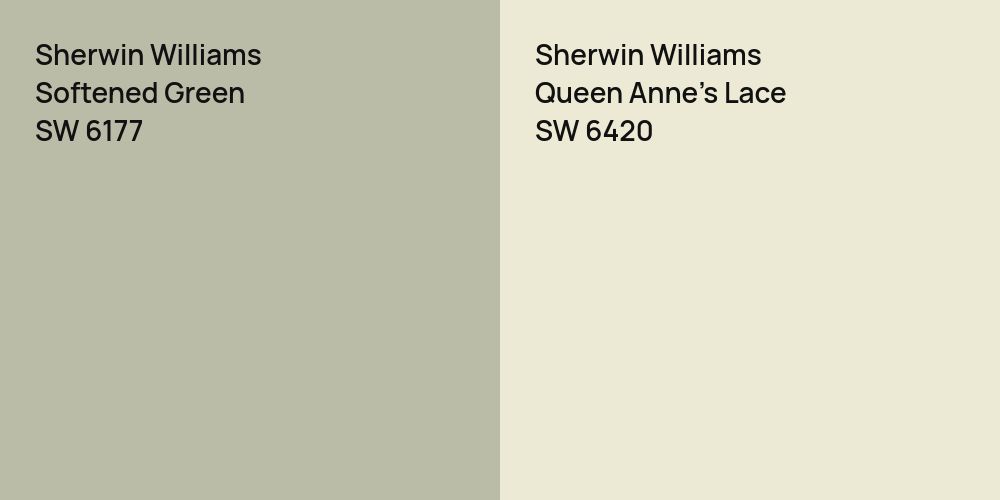 Sherwin Williams Softened Green vs. Sherwin Williams Queen Anne's Lace