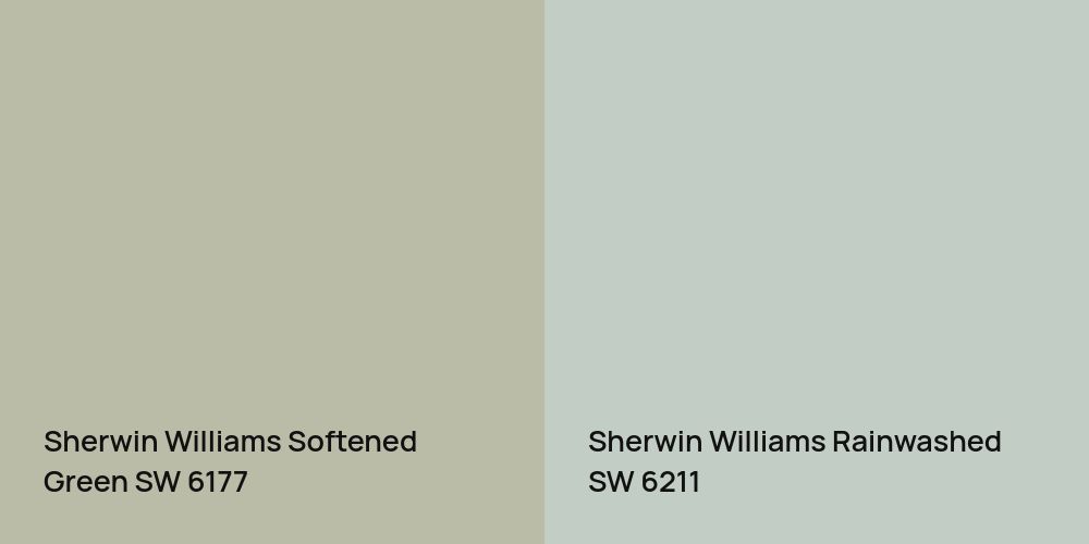 Sherwin Williams Softened Green vs. Sherwin Williams Rainwashed