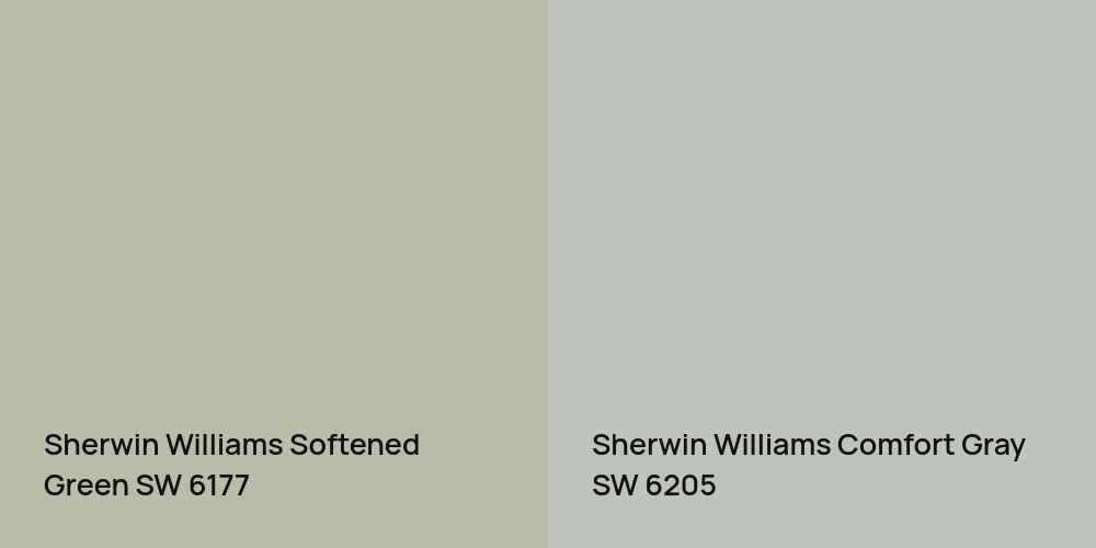 Sherwin Williams Softened Green vs. Sherwin Williams Comfort Gray