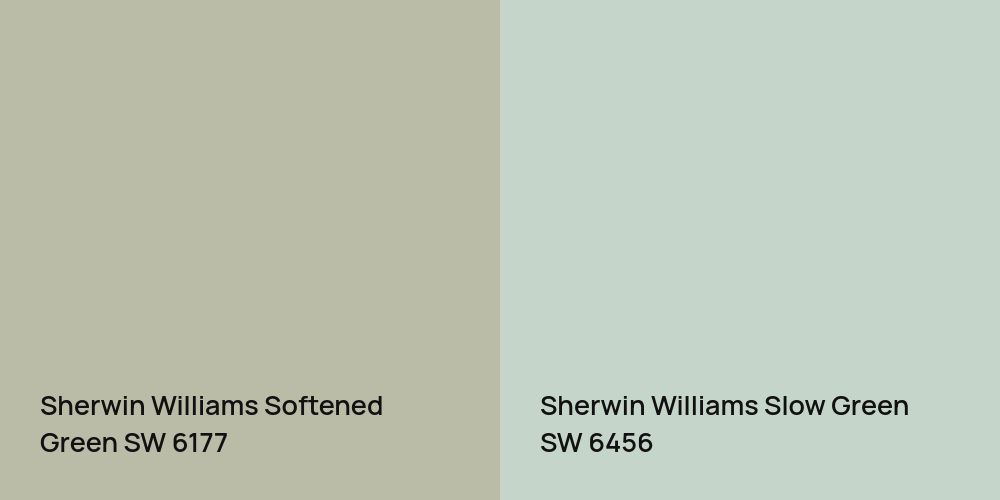 Sherwin Williams Softened Green vs. Sherwin Williams Slow Green