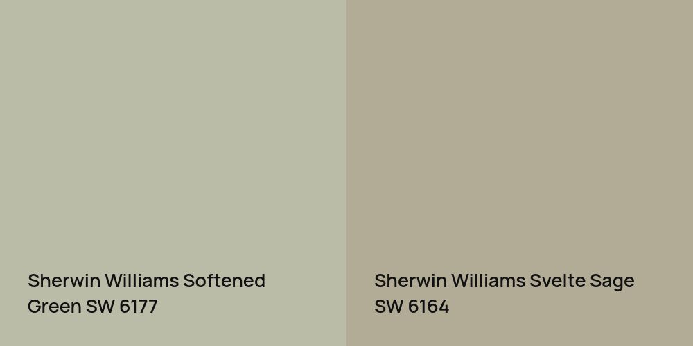 Sherwin Williams Softened Green vs. Sherwin Williams Svelte Sage