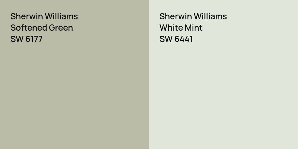 Sherwin Williams Softened Green vs. Sherwin Williams White Mint