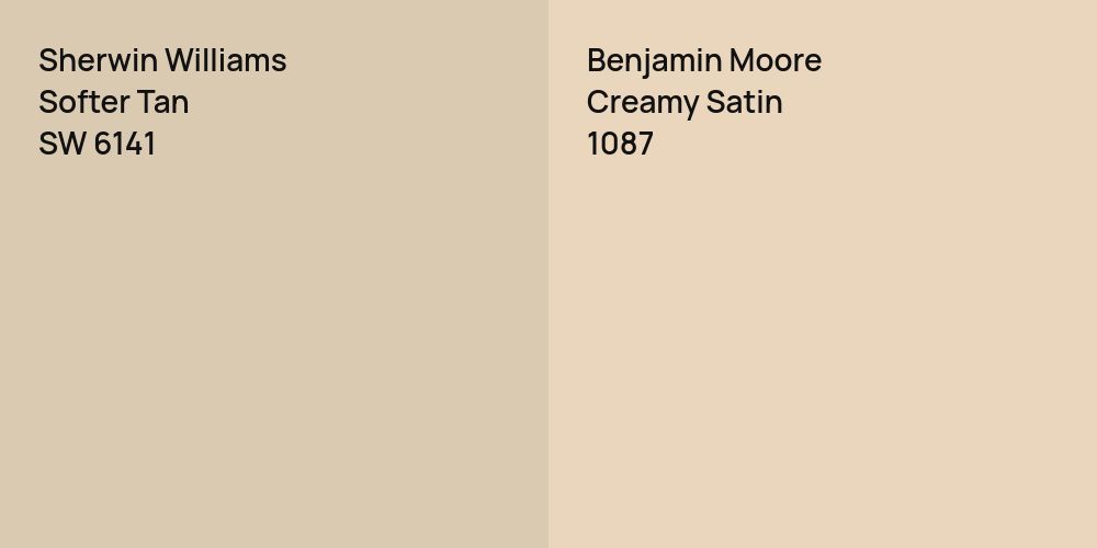 Sherwin Williams Softer Tan vs. Benjamin Moore Creamy Satin