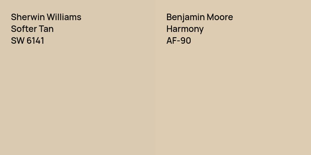 Sherwin Williams Softer Tan vs. Benjamin Moore Harmony