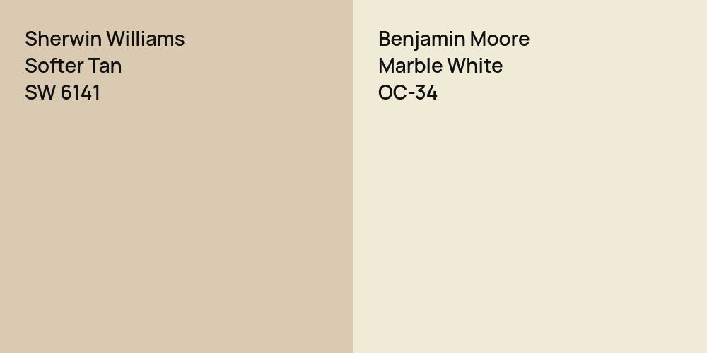 Sherwin Williams Softer Tan vs. Benjamin Moore Marble White