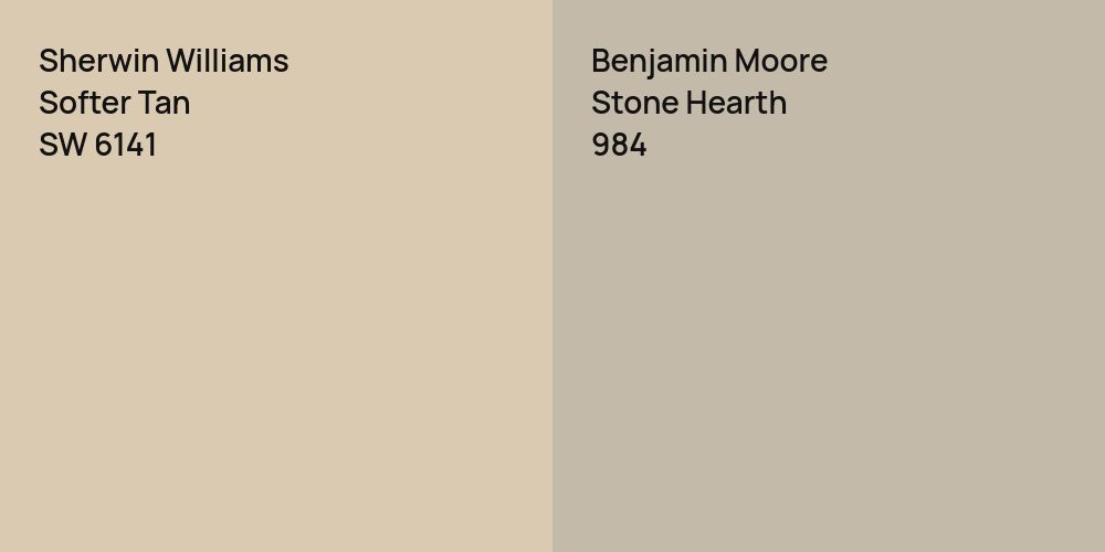 Sherwin Williams Softer Tan vs. Benjamin Moore Stone Hearth