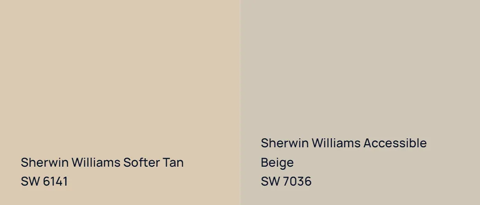 Sherwin Williams Softer Tan SW 6141 vs Sherwin Williams Accessible Beige SW 7036