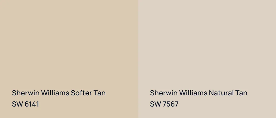 Sherwin Williams Softer Tan SW 6141 vs Sherwin Williams Natural Tan SW 7567