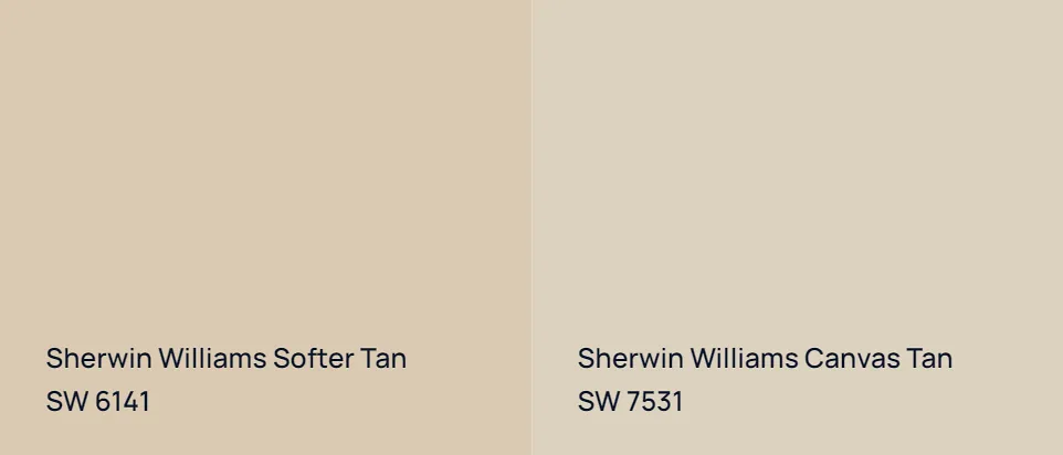 Sherwin Williams Softer Tan SW 6141 vs Sherwin Williams Canvas Tan SW 7531