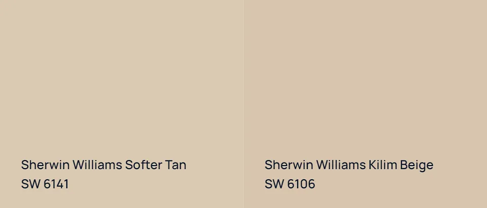 Sherwin Williams Softer Tan SW 6141 vs Sherwin Williams Kilim Beige SW 6106