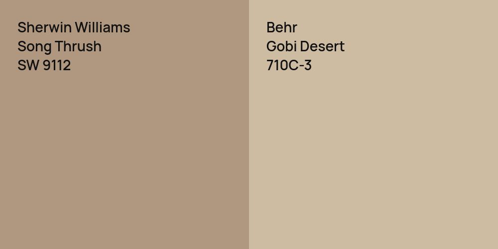 Sherwin Williams Song Thrush vs. Behr Gobi Desert