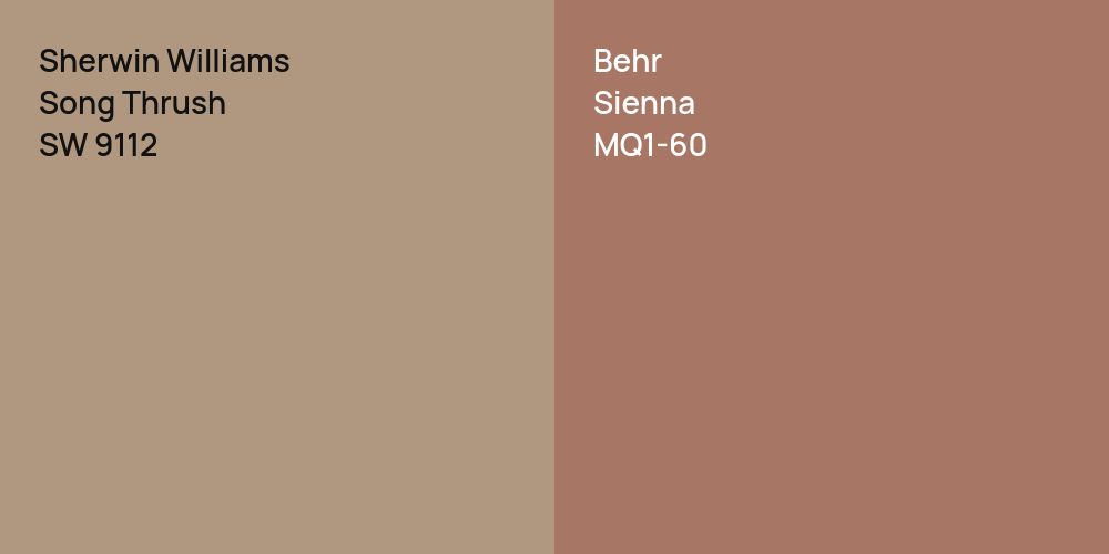 Sherwin Williams Song Thrush vs. Behr Sienna