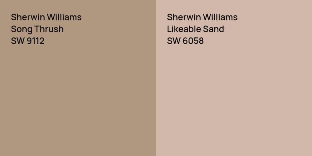 Sherwin Williams Song Thrush vs. Sherwin Williams Likeable Sand