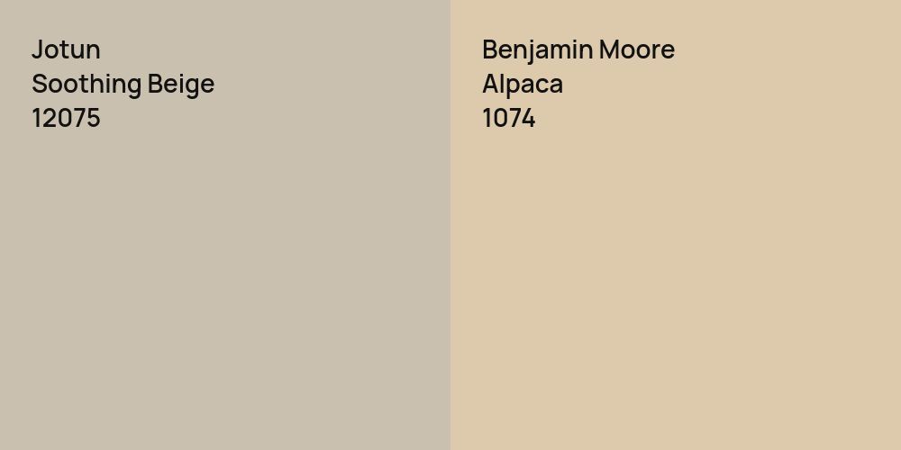 Jotun Soothing Beige vs. Benjamin Moore Alpaca