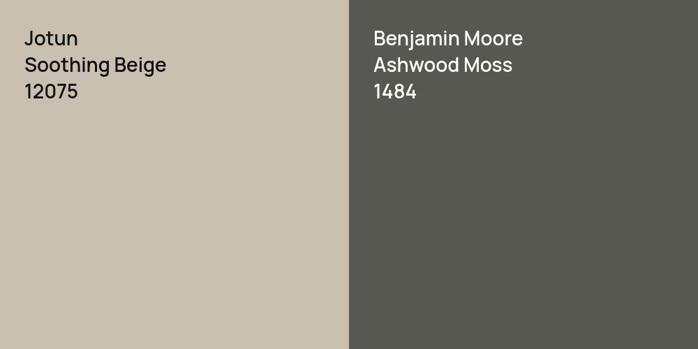 Jotun Soothing Beige vs. Benjamin Moore Ashwood Moss