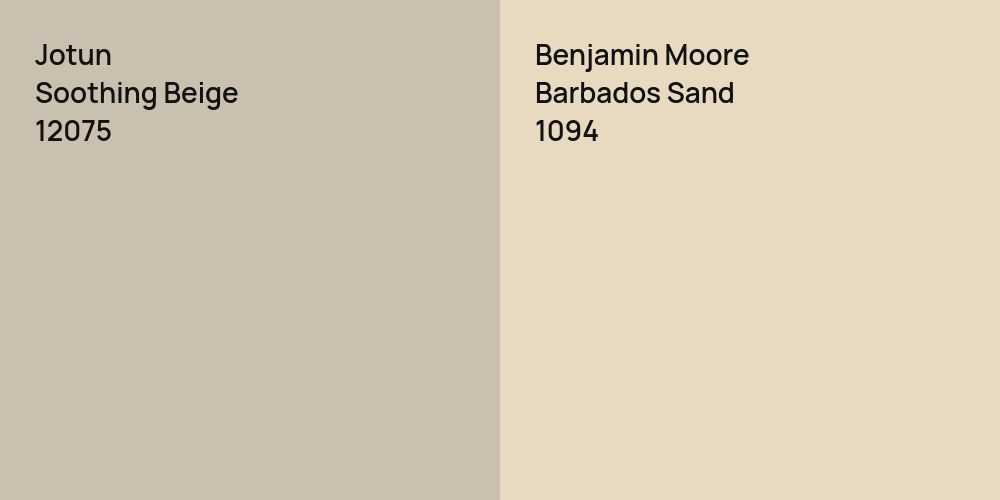 Jotun Soothing Beige vs. Benjamin Moore Barbados Sand