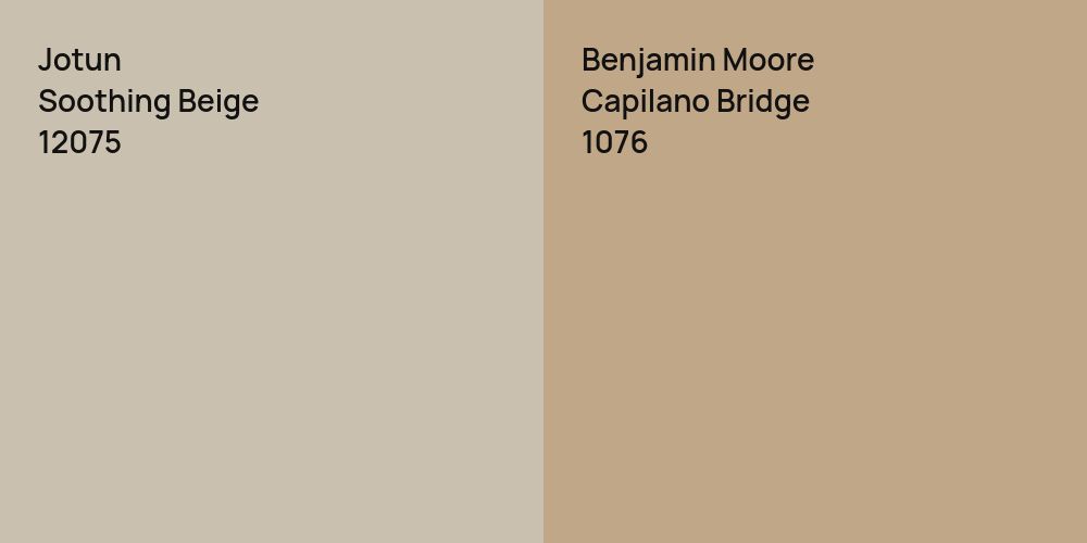 Jotun Soothing Beige vs. Benjamin Moore Capilano Bridge