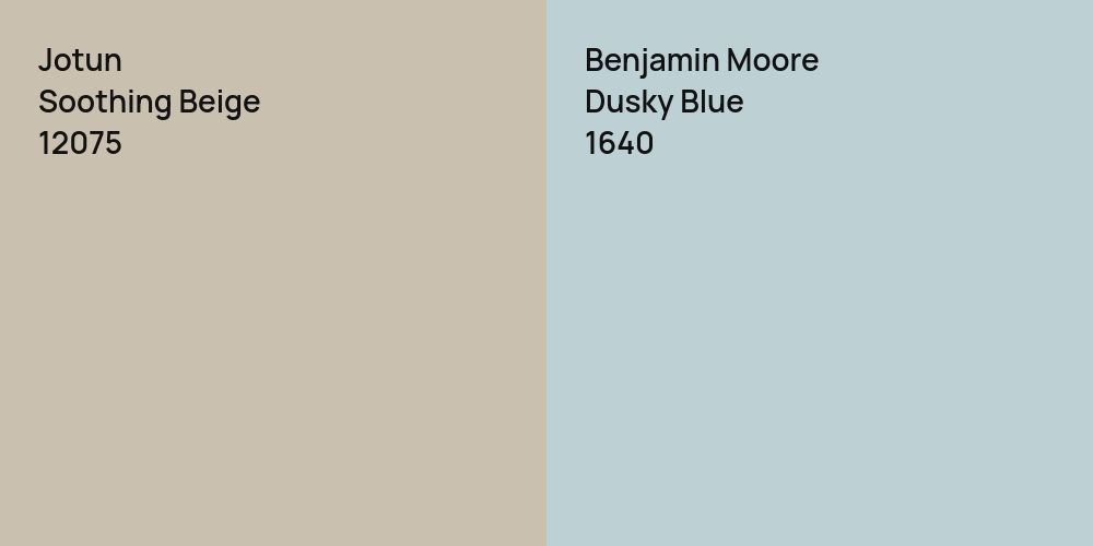 Jotun Soothing Beige vs. Benjamin Moore Dusky Blue