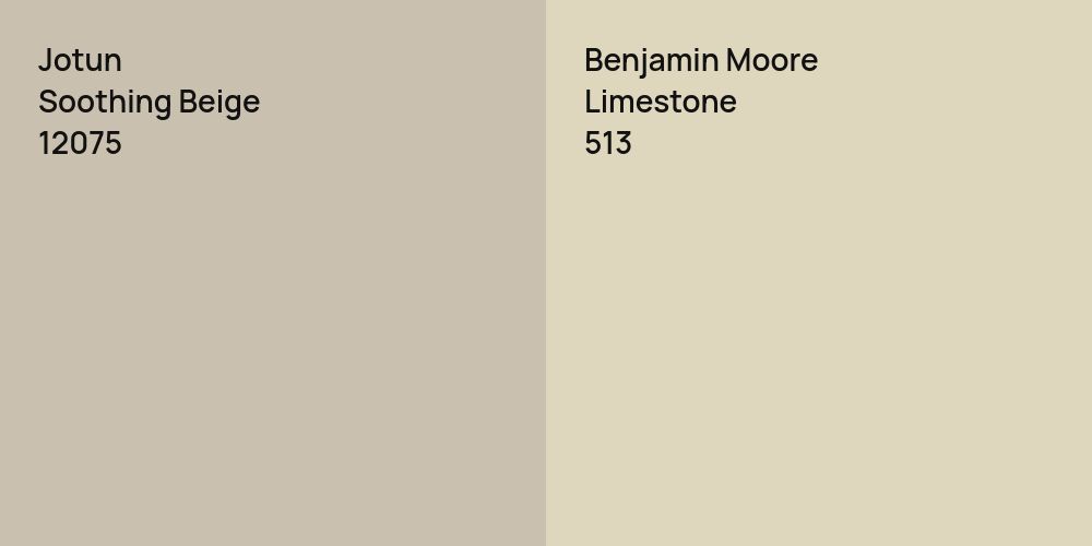 Jotun Soothing Beige vs. Benjamin Moore Limestone