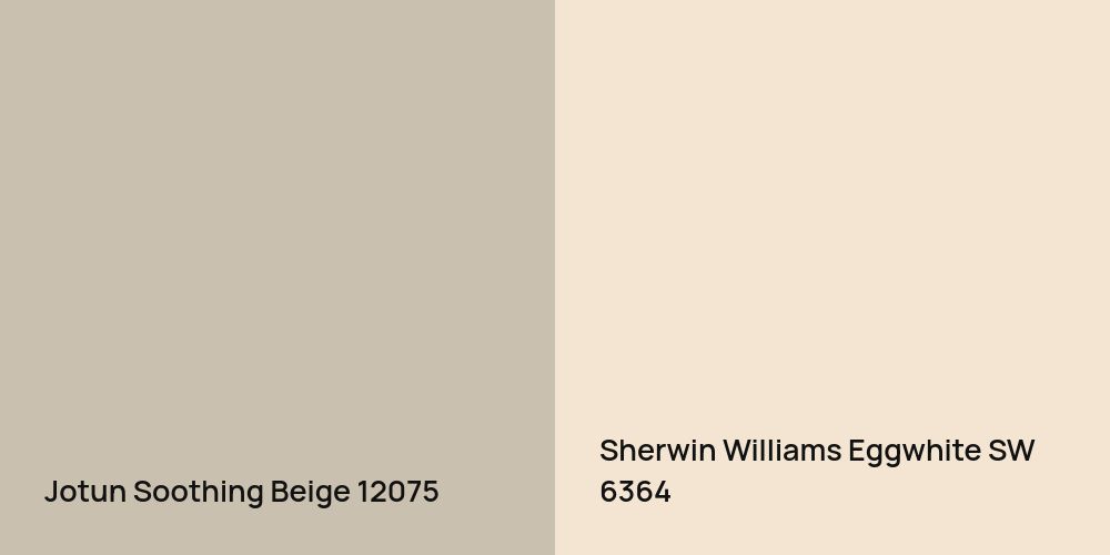 Jotun Soothing Beige vs. Sherwin Williams Eggwhite