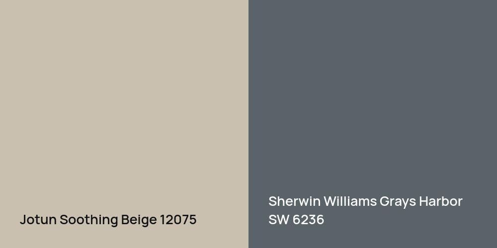 Jotun Soothing Beige vs. Sherwin Williams Grays Harbor