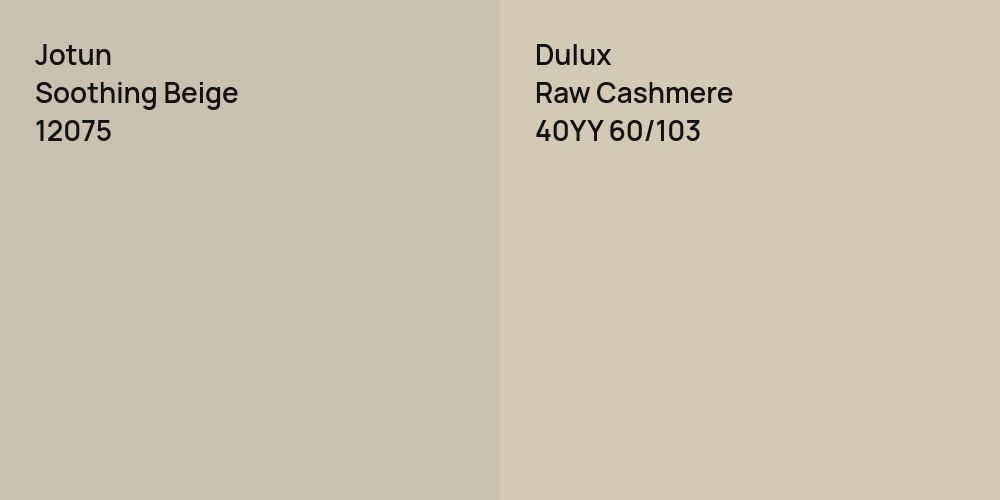 Jotun Soothing Beige vs. Dulux Raw Cashmere