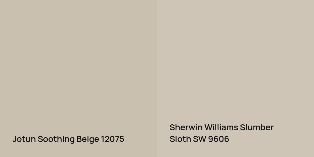 Jotun Soothing Beige vs. Sherwin Williams Slumber Sloth